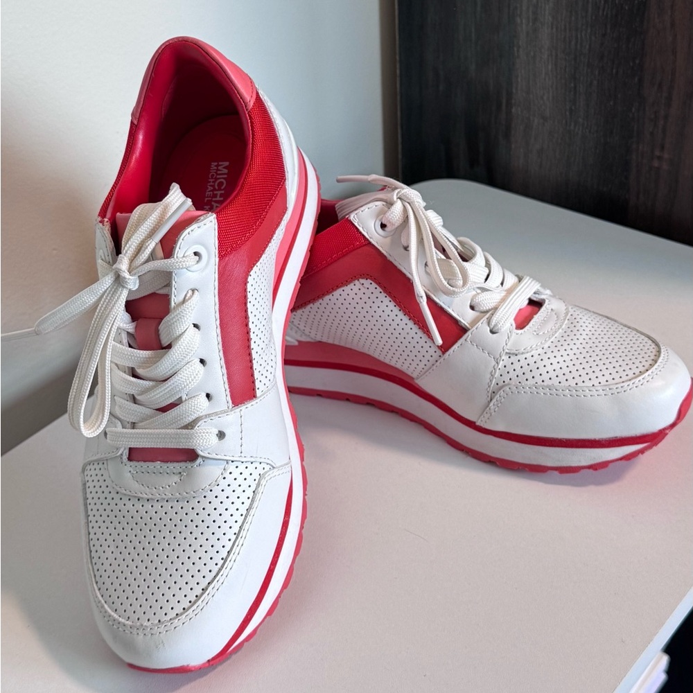 Michael Kors Red and White Women's Sneakers